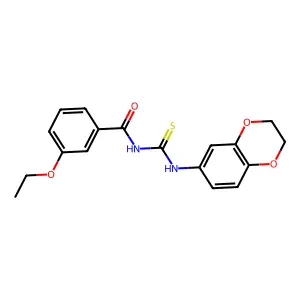 N-(2,3-dihydro-1,4-benzodioxin-6-ylcarbamothioyl)-3-ethoxybenzamide structure