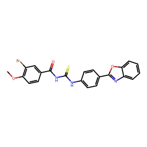 N-[[4-(1,3-benzoxazol-2-yl)phenyl]carbamothioyl]-3-bromo-4-methoxybenzamide structure