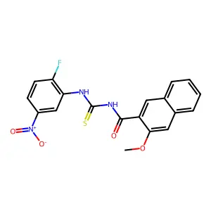 N-[(2-fluoro-5-nitrophenyl)carbamothioyl]-3-methoxynaphthalene-2-carboxamide structure