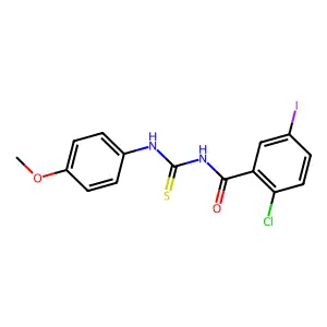 2-chloro-5-iodo-N-[(4-methoxyphenyl)carbamothioyl]benzamide structure