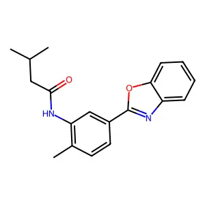 N-[5-(1,3-benzoxazol-2-yl)-2-methylphenyl]-3-methylbutanamide structure