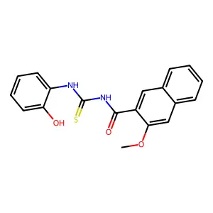 N-[(2-hydroxyphenyl)carbamothioyl]-3-methoxynaphthalene-2-carboxamide structure