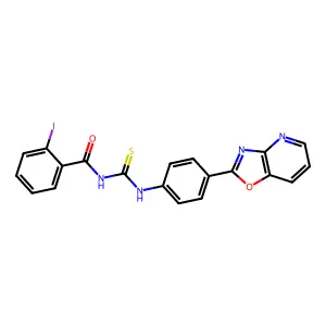 2-iodo-N-[[4-([1,3]oxazolo[4,5-b]pyridin-2-yl)phenyl]carbamothioyl]benzamide structure