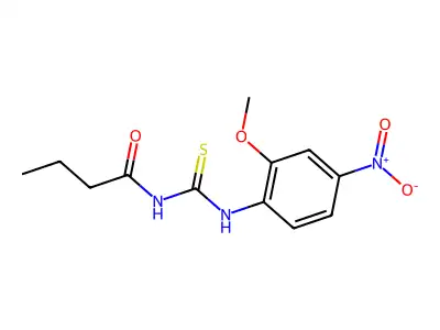 N-[(2-methoxy-4-nitrophenyl)carbamothioyl]butanamide structure