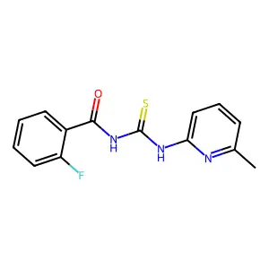 2-fluoro-N-[(6-methylpyridin-2-yl)carbamothioyl]benzamide structure