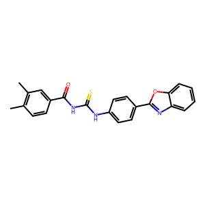 N-[[4-(1,3-benzoxazol-2-yl)phenyl]carbamothioyl]-3,4-dimethylbenzamide structure
