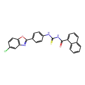 N-[[4-(5-chloro-1,3-benzoxazol-2-yl)phenyl]carbamothioyl]naphthalene-1-carboxamide structure