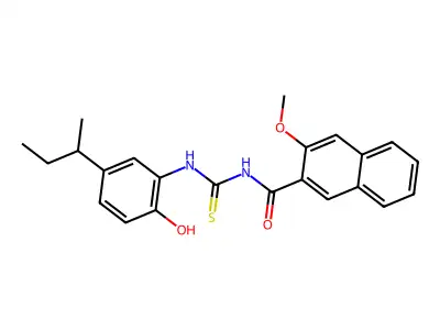N-{[5-(butan-2-yl)-2-hydroxyphenyl]carbamothioyl}-3-methoxynaphthalene-2-carboxamide structure