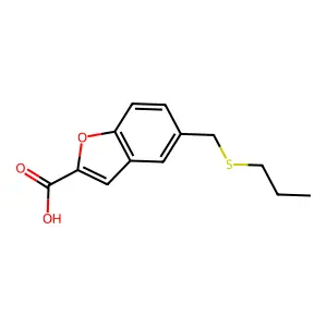 5-[(Propylsulfanyl)methyl]-1-benzofuran-2-carboxylic acid structure