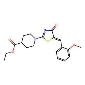 ethyl 1-[(5Z)-5-(2-methoxybenzylidene)-4-oxo-4,5-dihydro-1,3-thiazol-2-yl]piperidine-4-carboxylate structure