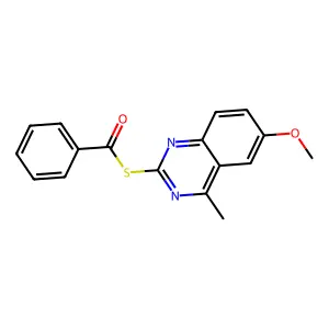 S-(6-methoxy-4-methylquinazolin-2-yl) benzenecarbothioate structure