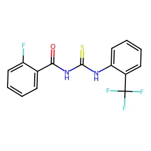 N-(2-fluorobenzoyl)-N'-[2-(trifluoromethyl)phenyl]thiourea structure