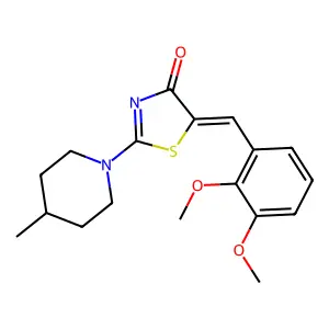 (5Z)-5-(2,3-dimethoxybenzylidene)-2-(4-methylpiperidin-1-yl)-1,3-thiazol-4(5H)-one structure