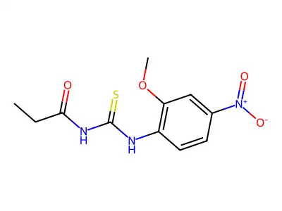 N-[(2-methoxy-4-nitrophenyl)carbamothioyl]propanamide structure
