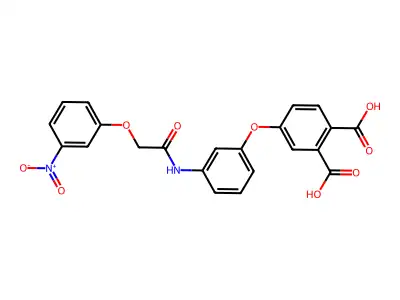 4-(3-{[(3-Nitrophenoxy)acetyl]amino}phenoxy)benzene-1,2-dicarboxylic acid structure