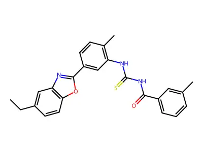 N-[[5-(5-ethyl-1,3-benzoxazol-2-yl)-2-methylphenyl]carbamothioyl]-3-methylbenzamide structure