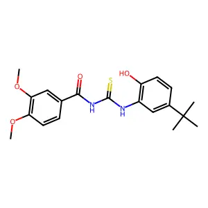 N-[(5-tert-butyl-2-hydroxyphenyl)carbamothioyl]-3,4-dimethoxybenzamide structure