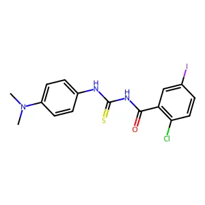 2-chloro-N-{[4-(dimethylamino)phenyl]carbamothioyl}-5-iodobenzamide structure