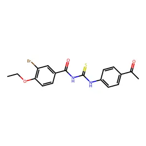 N-[(4-acetylphenyl)carbamothioyl]-3-bromo-4-ethoxybenzamide structure