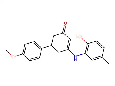 3-[(2-Hydroxy-5-methylphenyl)amino]-5-(4-methoxyphenyl)cyclohex-2-en-1-one structure