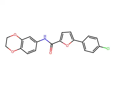 5-(4-chlorophenyl)-N-(2,3-dihydro-1,4-benzodioxin-6-yl)furan-2-carboxamide structure