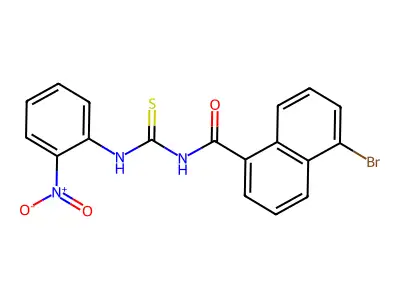 5-bromo-N-[(2-nitrophenyl)carbamothioyl]naphthalene-1-carboxamide structure