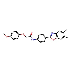 N-[4-(5,6-dimethyl-1,3-benzoxazol-2-yl)phenyl]-2-(4-methoxyphenoxy)acetamide structure