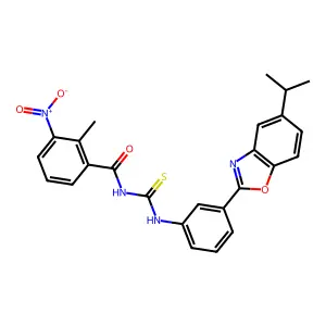 2-methyl-3-nitro-N-({3-[5-(propan-2-yl)-1,3-benzoxazol-2-yl]phenyl}carbamothioyl)benzamide structure