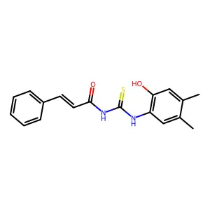 (E)-N-[(2-hydroxy-4,5-dimethylphenyl)carbamothioyl]-3-phenylprop-2-enamide structure