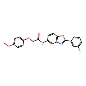 N-[2-(3-fluorophenyl)-1,3-benzoxazol-5-yl]-2-(4-methoxyphenoxy)acetamide structure