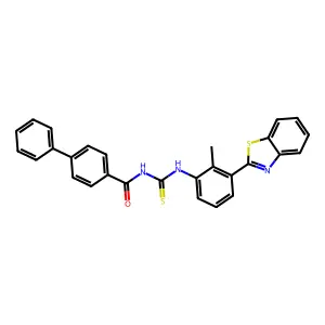 N-[[3-(1,3-benzothiazol-2-yl)-2-methylphenyl]carbamothioyl]-4-phenylbenzamide structure
