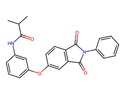 N-[3-(1,3-dioxo-2-phenylisoindol-5-yl)oxyphenyl]-2-methylpropanamide structure