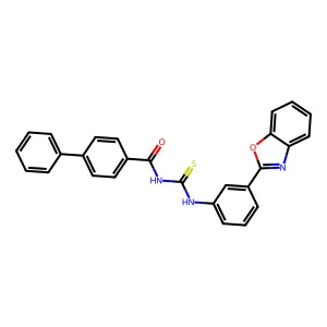 N-[[3-(1,3-benzoxazol-2-yl)phenyl]carbamothioyl]-4-phenylbenzamide structure