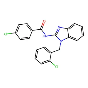 4-chloro-N-[1-[(2-chlorophenyl)methyl]benzimidazol-2-yl]benzamide structure