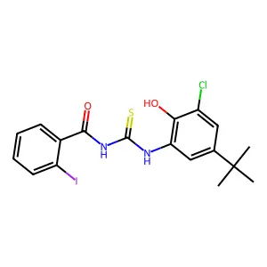 N-[(5-tert-butyl-3-chloro-2-hydroxyphenyl)carbamothioyl]-2-iodobenzamide structure