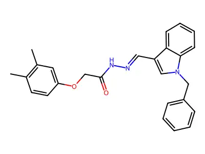N-[(Z)-(1-benzylindol-3-yl)methylideneamino]-2-(3,4-dimethylphenoxy)acetamide structure