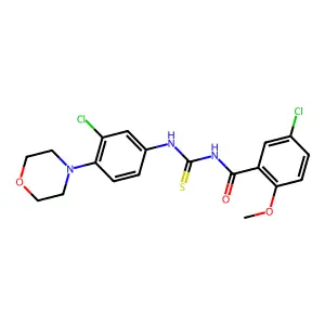 5-chloro-N-[(3-chloro-4-morpholin-4-ylphenyl)carbamothioyl]-2-methoxybenzamide structure