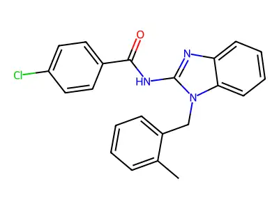 4-chloro-N-[1-[(2-methylphenyl)methyl]benzimidazol-2-yl]benzamide structure