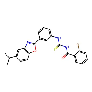 2-bromo-N-[[3-(5-propan-2-yl-1,3-benzoxazol-2-yl)phenyl]carbamothioyl]benzamide structure