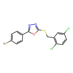 2-(4-Bromophenyl)-5-[(2,5-dichlorobenzyl)sulfanyl]-1,3,4-oxadiazole structure