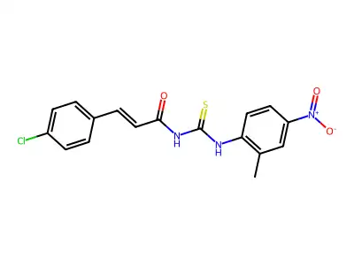 (E)-3-(4-chlorophenyl)-N-[(2-methyl-4-nitrophenyl)carbamothioyl]prop-2-enamide structure
