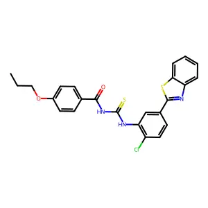 N-{[5-(1,3-benzothiazol-2-yl)-2-chlorophenyl]carbamothioyl}-4-propoxybenzamide structure