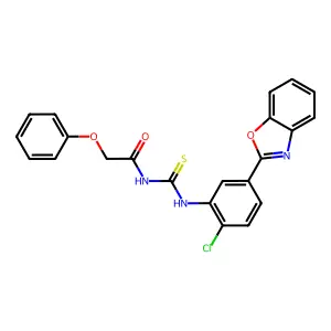 N-[[5-(1,3-benzoxazol-2-yl)-2-chlorophenyl]carbamothioyl]-2-phenoxyacetamide structure