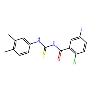 2-chloro-N-[(3,4-dimethylphenyl)carbamothioyl]-5-iodobenzamide structure