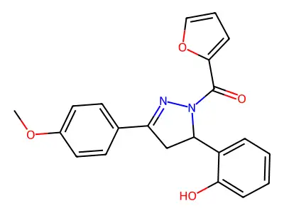 2-[1-(furan-2-carbonyl)-3-(4-methoxyphenyl)-4,5-dihydro-1H-pyrazol-5-yl]phenol structure