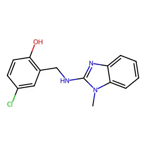 4-chloro-2-{[(1-methyl-1H-benzimidazol-2-yl)amino]methyl}phenol structure
