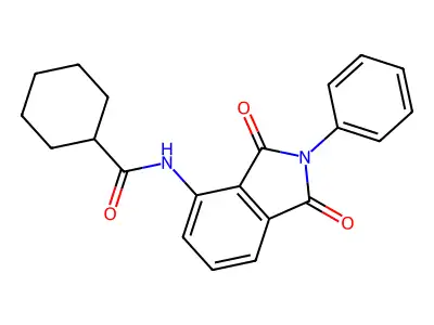 N-(1,3-dioxo-2-phenylisoindol-4-yl)cyclohexanecarboxamide structure