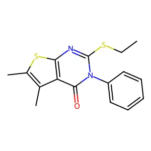 2-Ethylsulfanyl-5,6-dimethyl-3-phenylthieno[2,3-d]pyrimidin-4-one structure