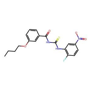 3-butoxy-N-[(2-fluoro-5-nitrophenyl)carbamothioyl]benzamide structure