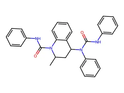 2-methyl-N-phenyl-4-[phenyl(phenylcarbamoyl)amino]-3,4-dihydroquinoline-1(2H)-carboxamide structure